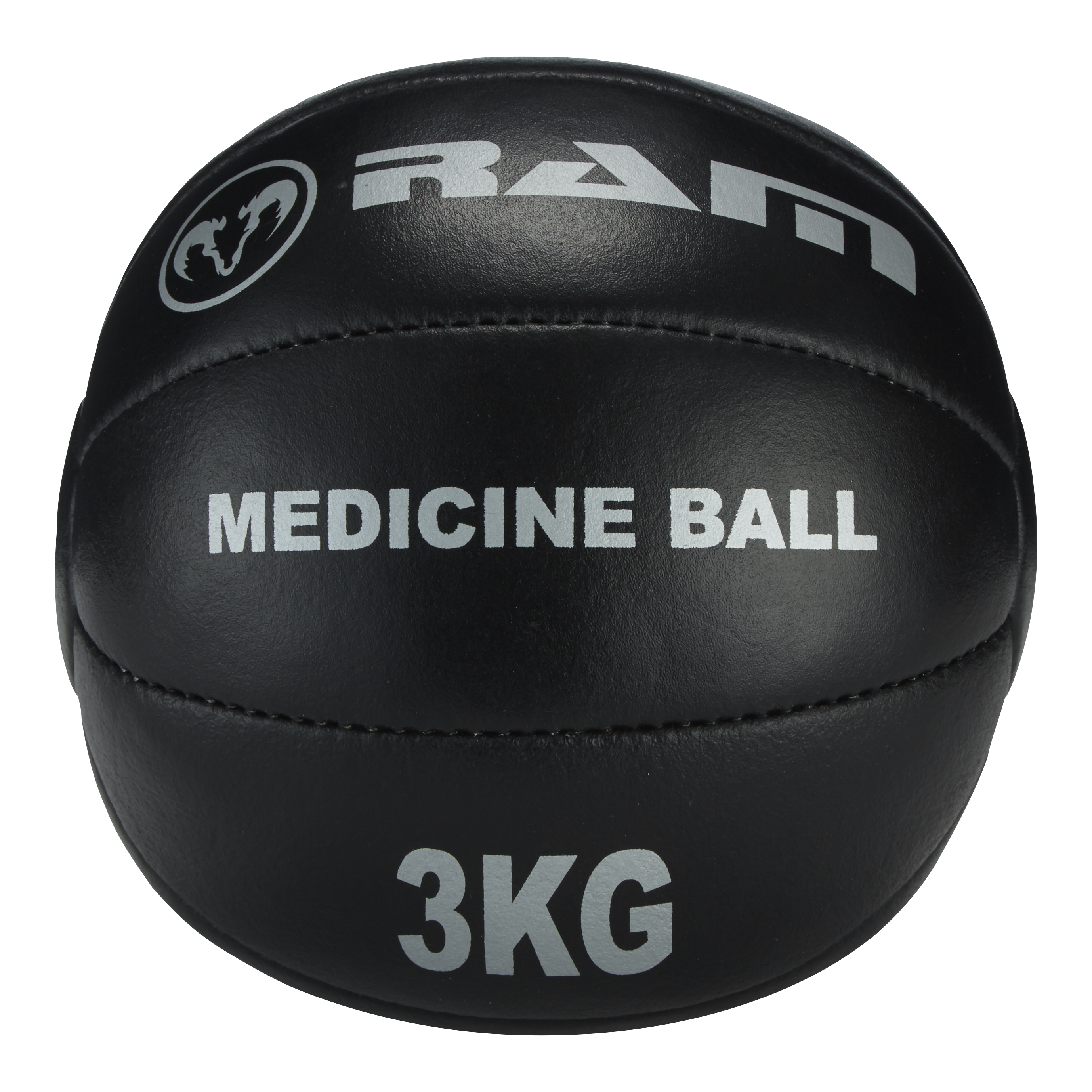 Set of Ram Rugby durable black slip leather medicine balls in 3KG, 5KG, and 10KG sizes for strength training workouts