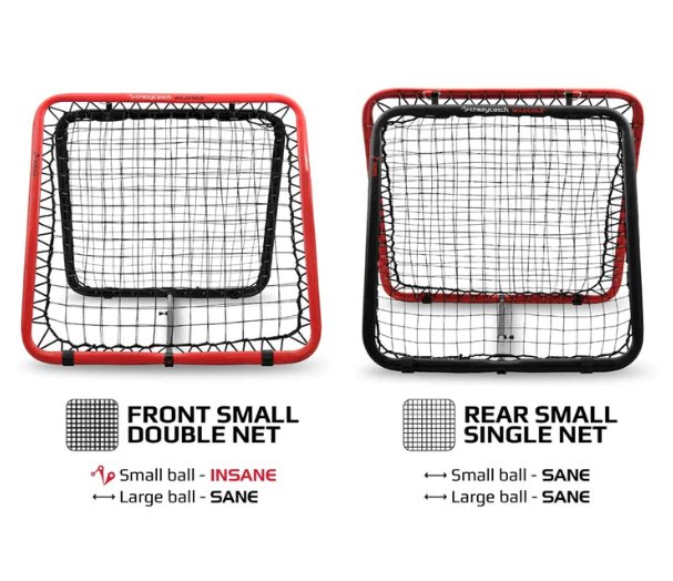 Crazy Catch Wildchild Classic 2.0 rebound net showing dual-sided mesh for hand-eye coordination training and reaction drills