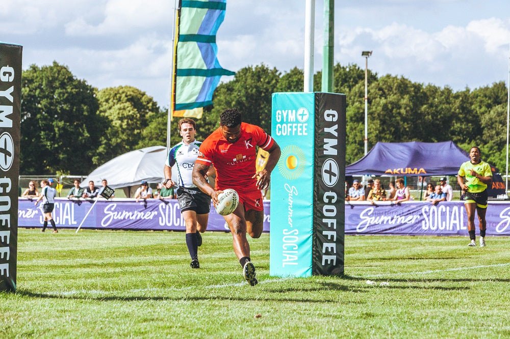 Set of 4 Ram Rugby custom digitally printed rugby post protectors in vibrant colors with durable padded foam material