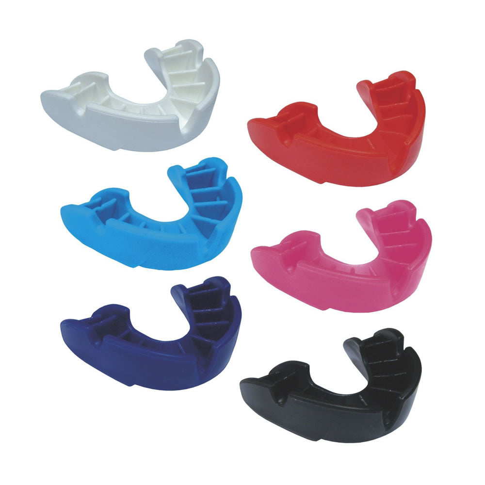 Opro Bronze Junior Mouthguard in vibrant blue, latex-free dental guard with secure fit and comfort for youth athletes