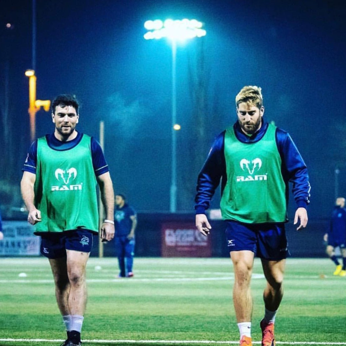 Ram Rugby reversible contact training bibs set of 10 in green and yellow, durable acrylic for rugby practice sessions