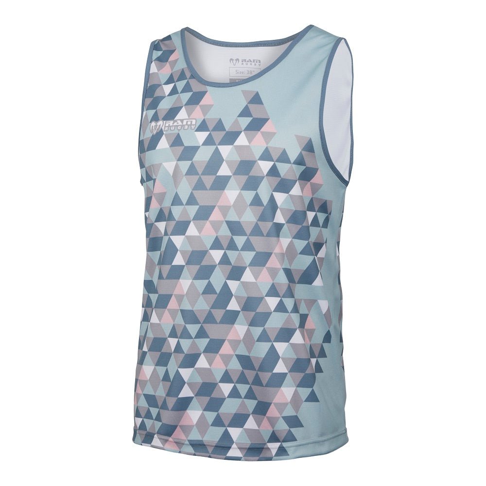 Ram Rugby lightweight technical vest in black sublimated breathable fabric, customizable design for sports and warm weather use