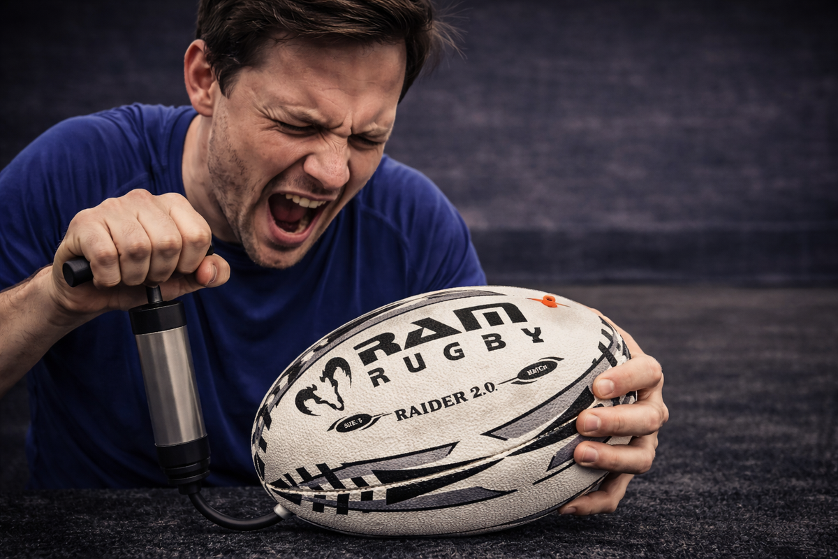 Close-up of a rugby ball valve, a common cause of slow air loss