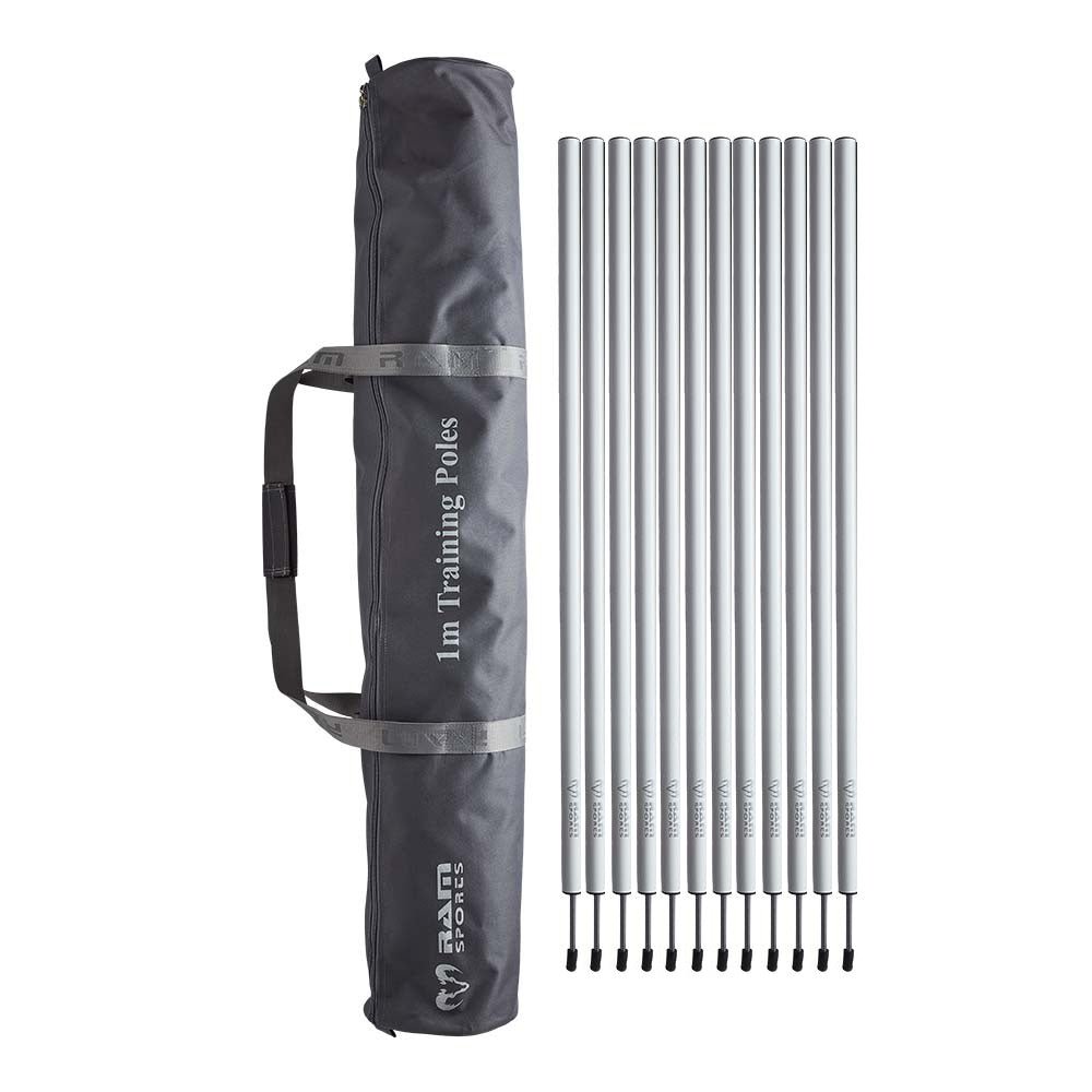 Ram Rugby 1 Metre Training Poles set of 12 white shatterproof PVC agility slalom boundary poles for fitness drills