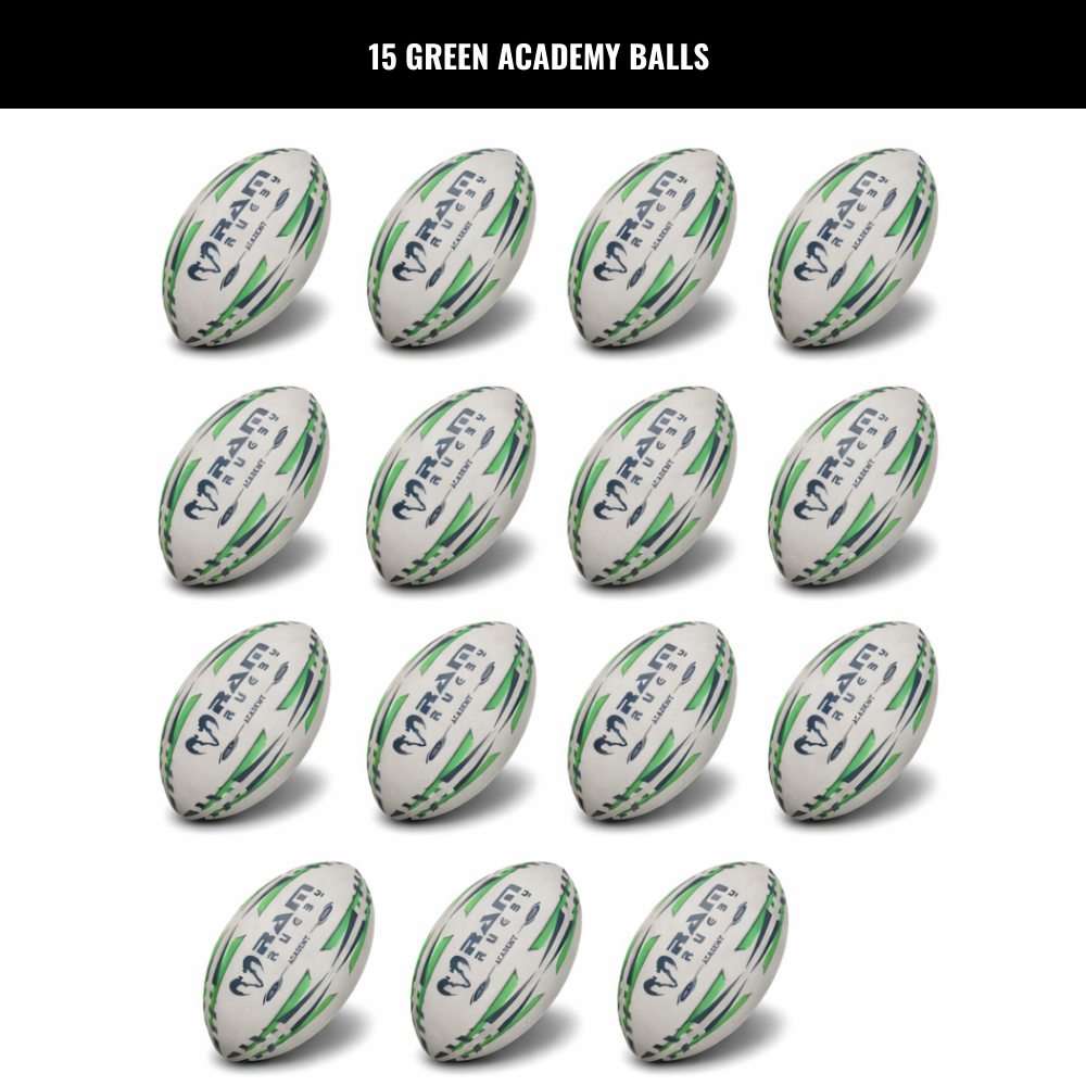 Ram Rugby Academy Trainer Ball Bundle 15 Pack with Storage