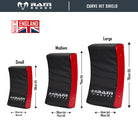 Ram Rugby Curve Hit Shield in blue vinyl, designed for versatile rugby training and contact drills with curved padding.