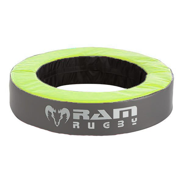 Ram Rugby black and red 46cm tackle bag ring for rugby training, durable padded material enhancing tackling skills