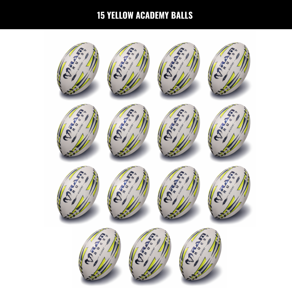 Ram Rugby Academy Trainer Ball Bundle 15 Pack with Storage