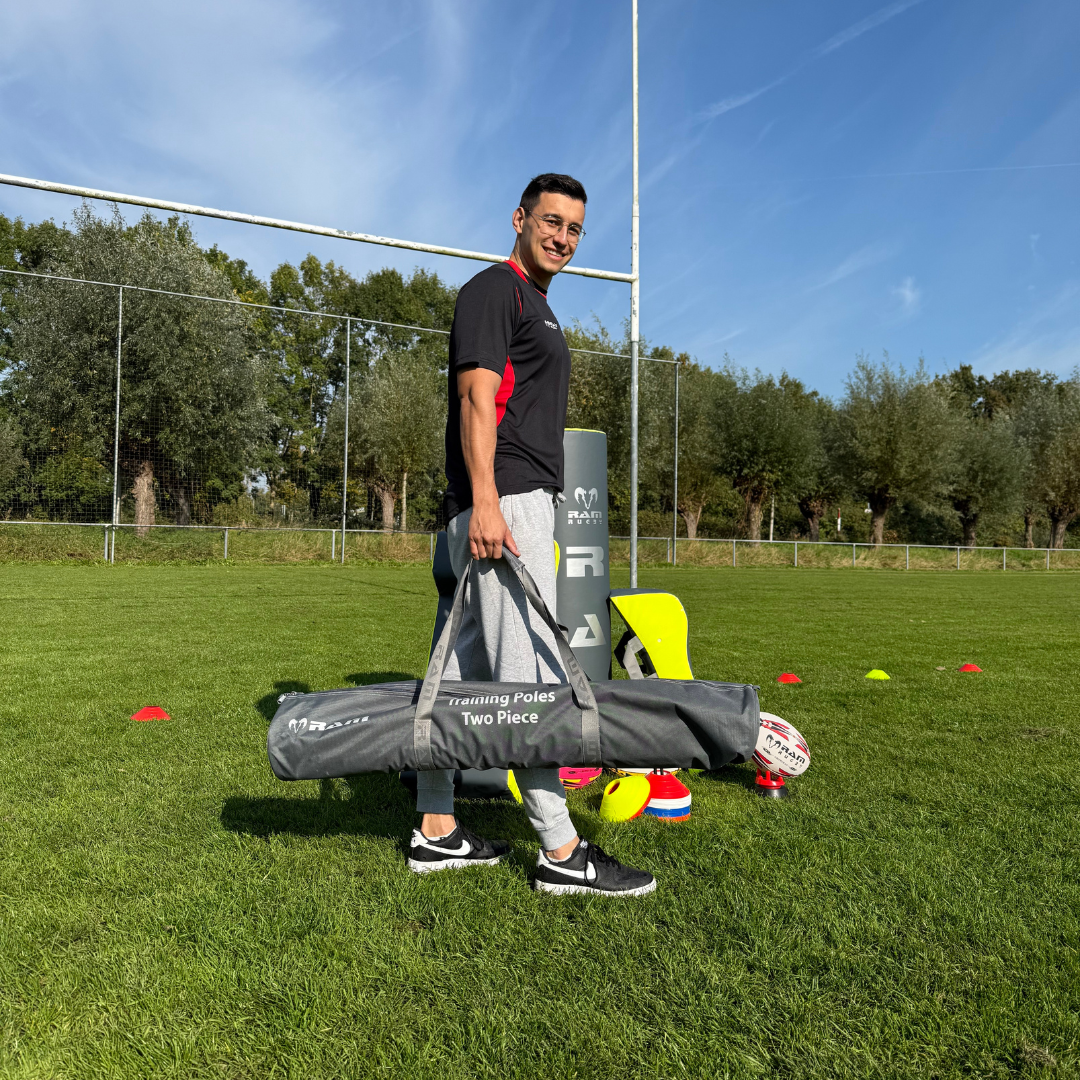 Set Ram Rugby di 10 pali da allenamento in due pezzi per esercizi sportivi