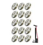 Stack of 15 gold Ram Rugby Victor 2.0 Elite size 5 match balls neatly arranged for rugby training and matches bundle
