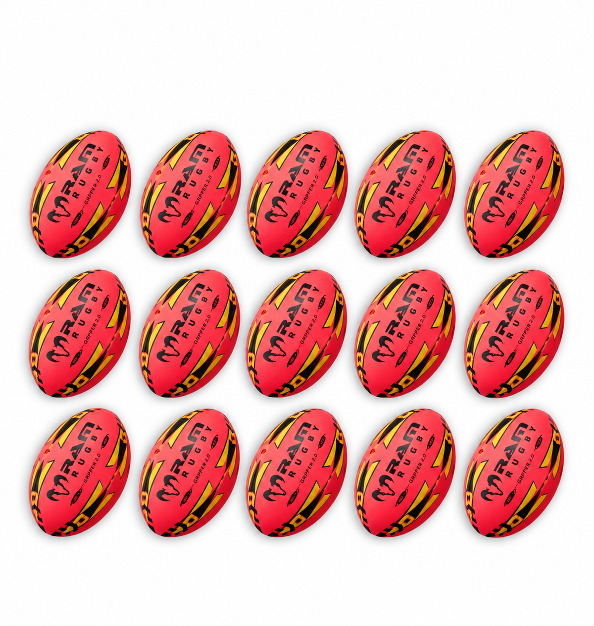 Ram Rugby Gripper 2.0 Pro Trainer Neon Pink Ball Bundle 15 Balls