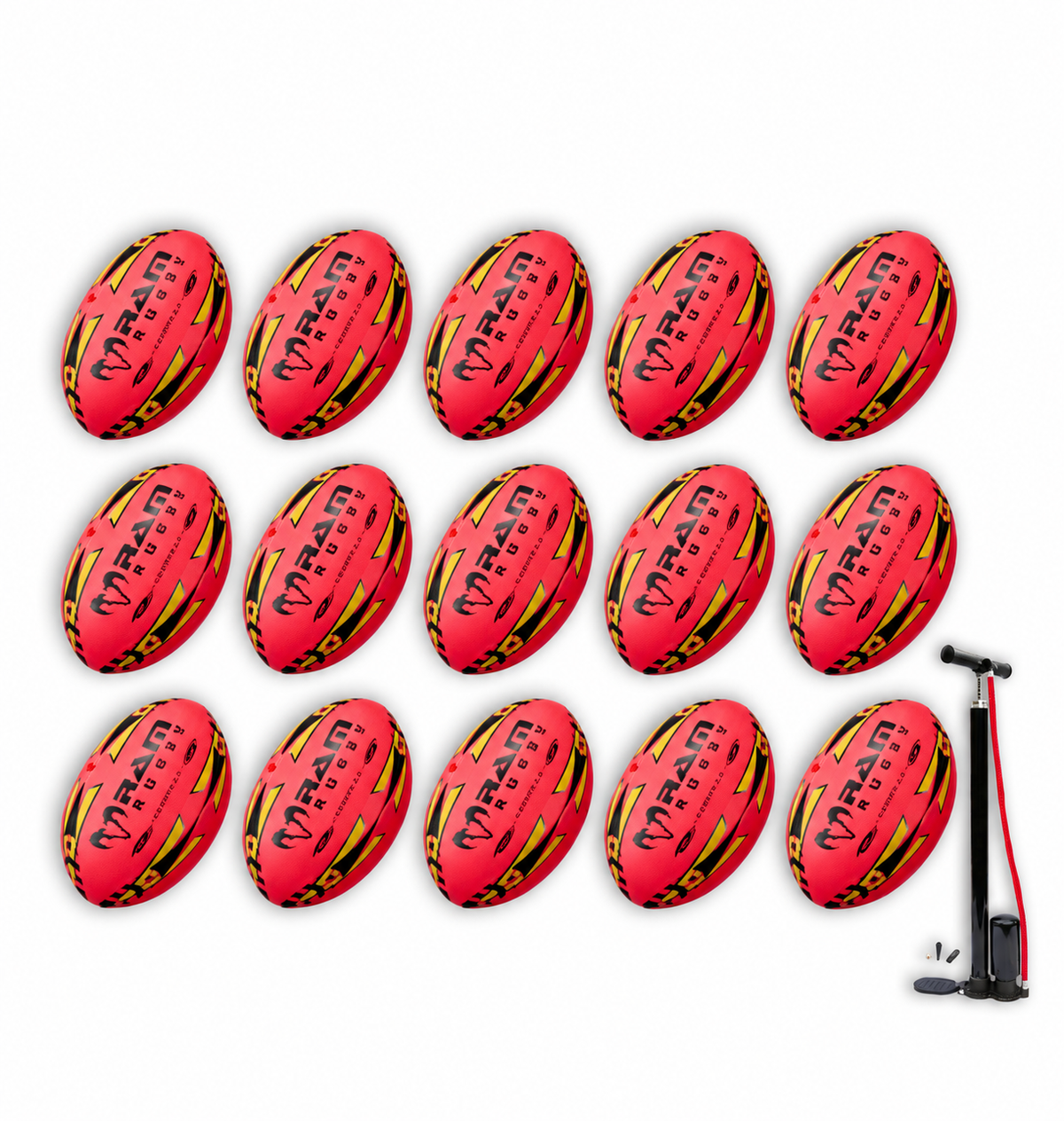 Ram Rugby Gripper 2.0 Pro Trainer Pallone Neon Rosa Bundle 15 Palloni 1 Borsa