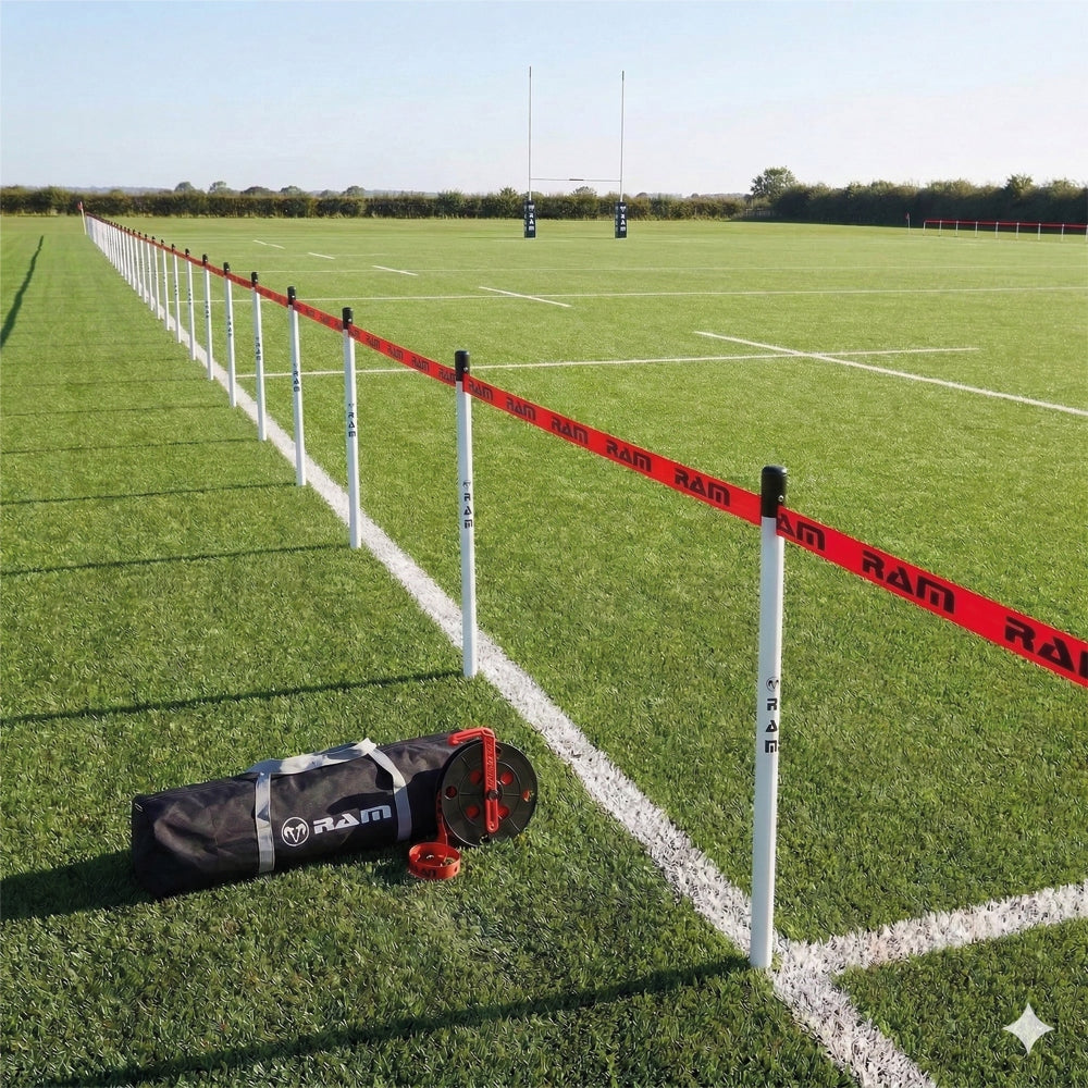 Ram Rugby Portable Pitch Respect Barriers 100m with Poles & Tape