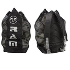 Ram Rugby breathable backpack ball bag with wide shoulder straps, mesh side panels, and drainage holes for ventilation and comfort