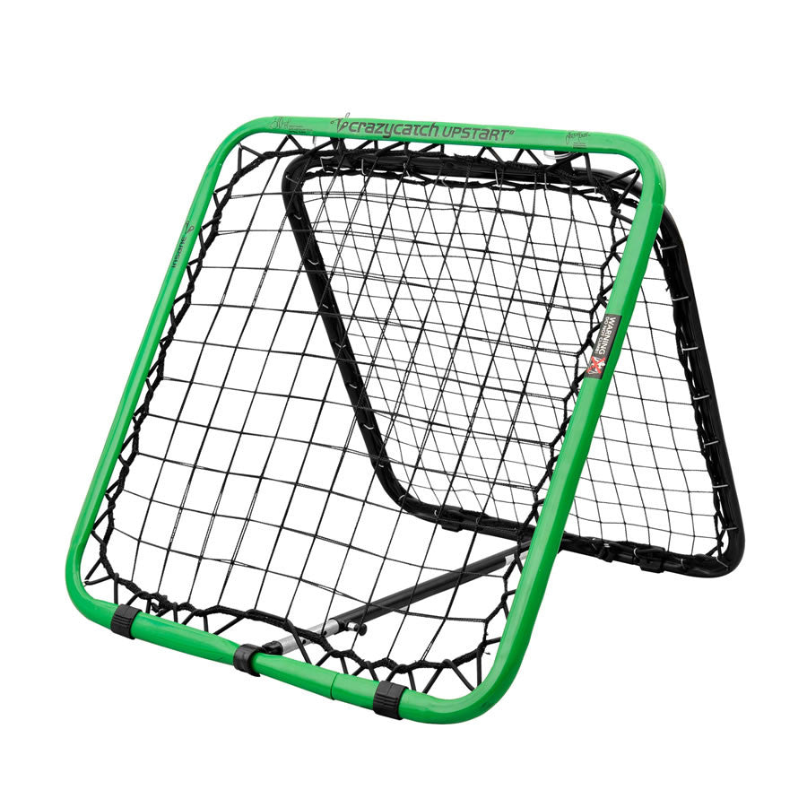 Crazy Catch Upstart 2.0 portable rebound net with double-sided black mesh and foldable frame for hand-eye training