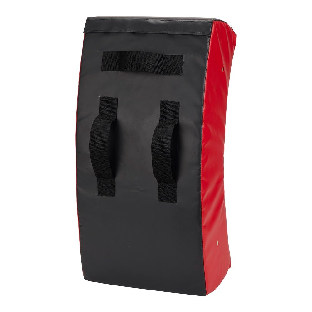 Ram Rugby Curve Hit Shield in black and red, designed for rugby training contact drills with durable padded surface