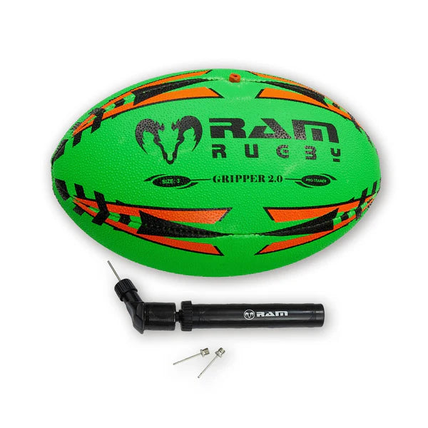 Ram Rugby Gripper 2.0 Neon Pro Trainer Training Ball for Juniors