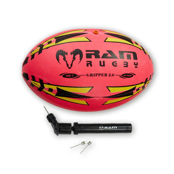 Ram Rugby Gripper 2.0 Neon Pro Trainer Training Ball for Juniors