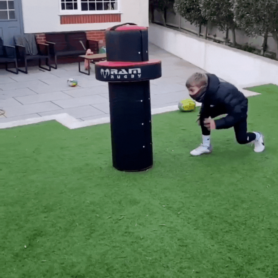 Ram Rugby high-density foam tackle bag in water-resistant PVC, perfect for rugby training weighing 20KG for advanced players