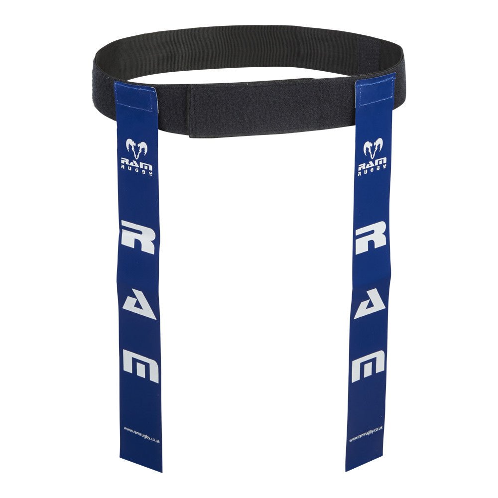 Ram Rugby Tag Rugby Set showing 10 adjustable small nylon belts and 20 durable PVC tags with a storage bag for training