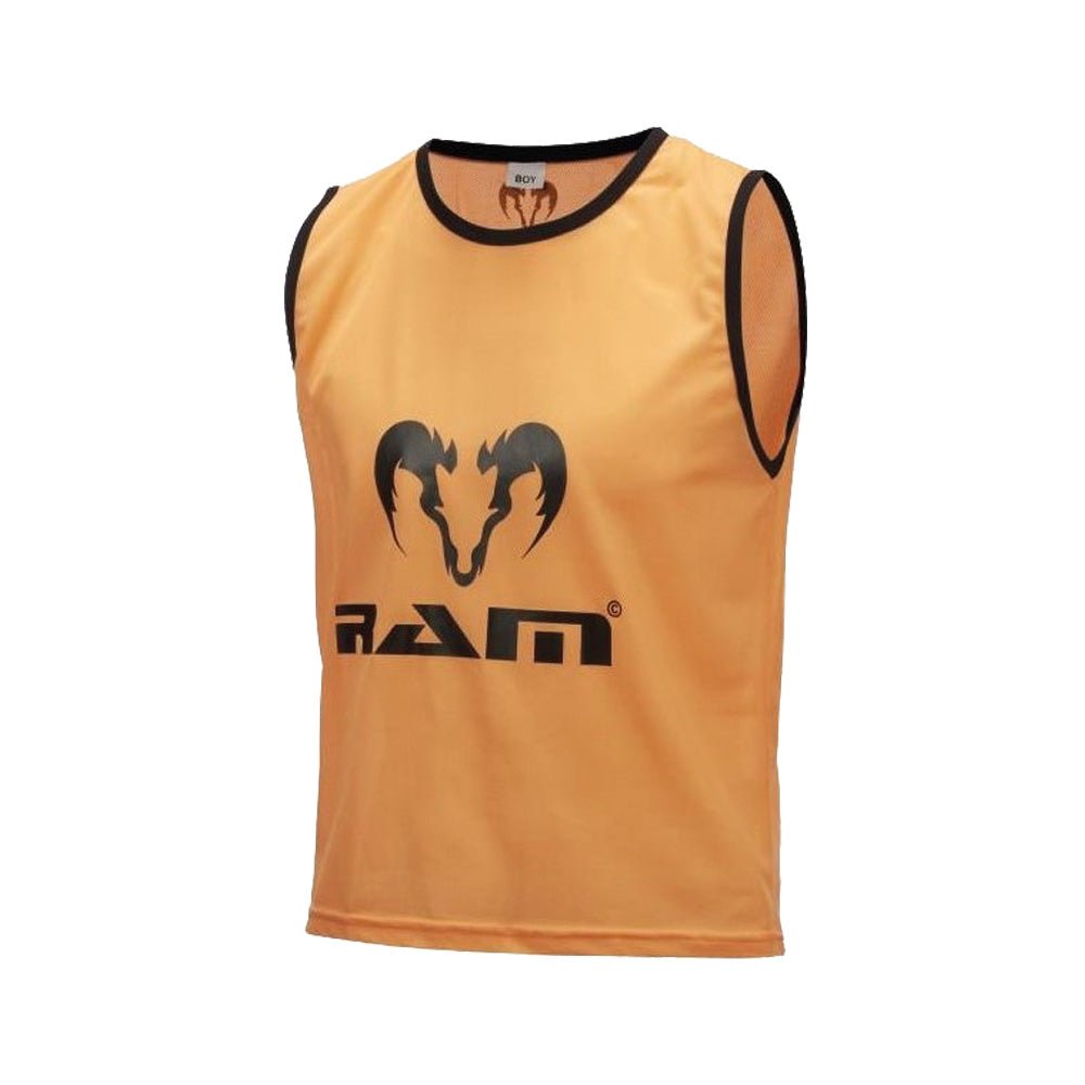 Set of 10 fluorescent Ram Rugby training bibs in mesh polyester, brightly colored for high visibility during sports practice