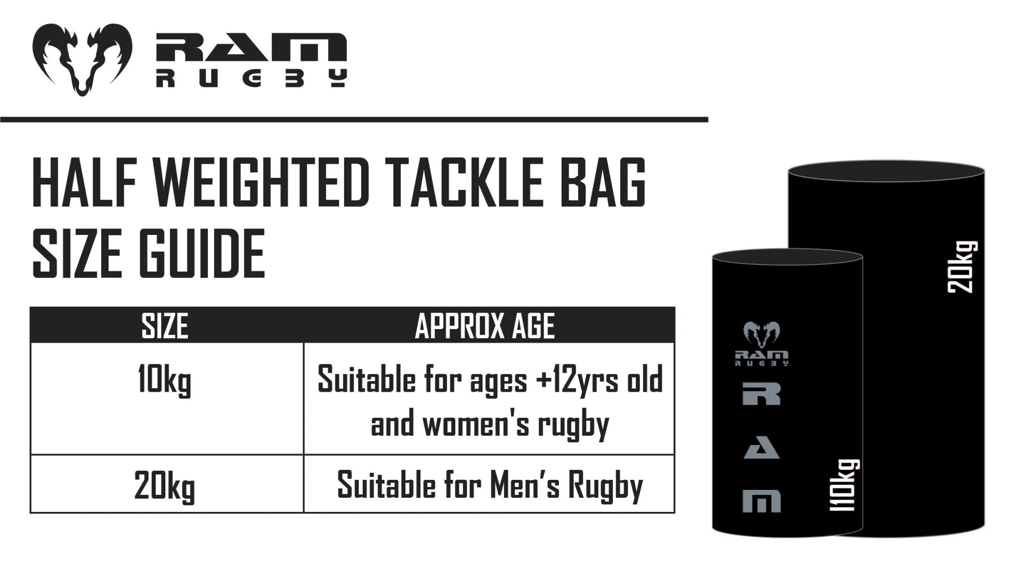 Ram Rugby Weighted Half Tackle Bag in blue vinyl with handles, ideal for rugby training and tackling drills.